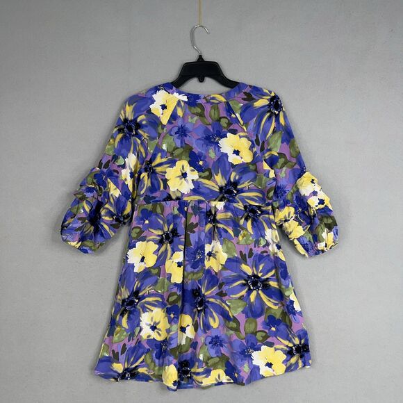 Fig and Flower Dress Womens Small Purple Yellow Boho Ruffle Layer Flowy Feminine - Picture 6 of 14
